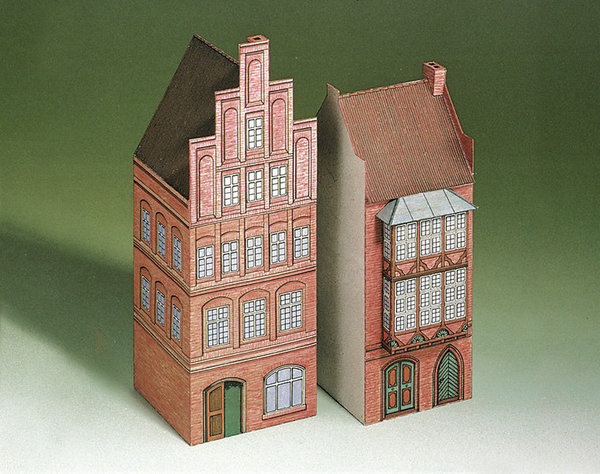 Schreiber-Bogen Zwei Häuser aus Lüneburg Karton - Modellbau